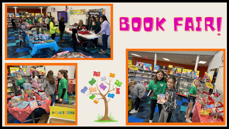 Book Fair collage of students shopping